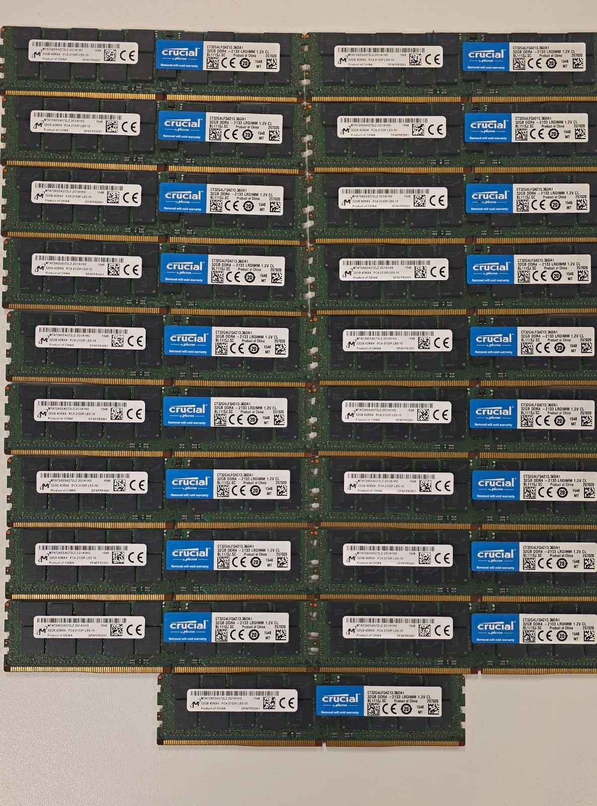[LOT OF 19] Crucial 32GB DDR4 PC4-2133P ECC Reg LRDIMM Server RAM
