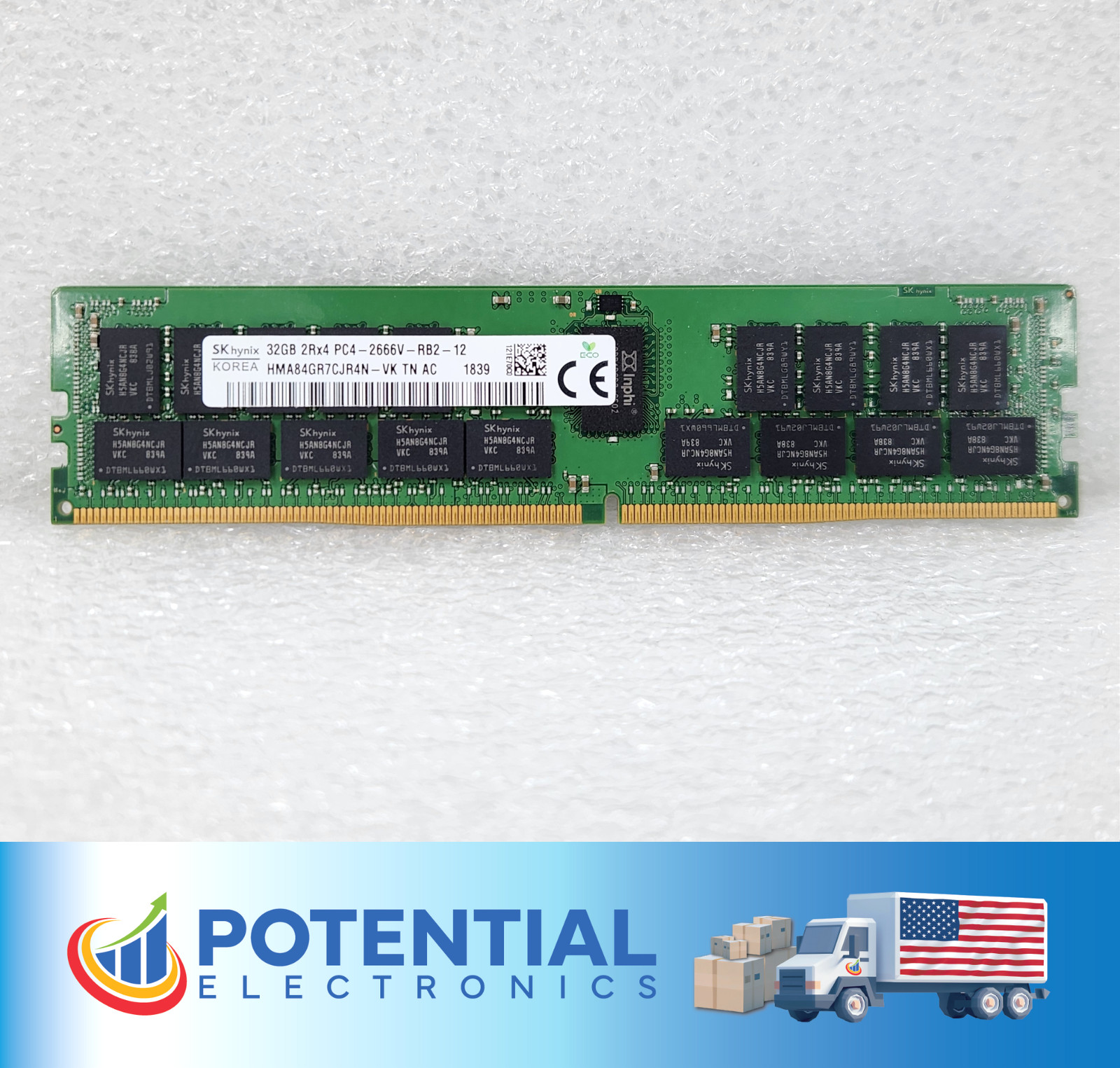 SK HYNIX HMA84GR7CJR4N-VK 32GB (1x32GB) 2Rx4 PC4-2666V DDR4 Server Memory