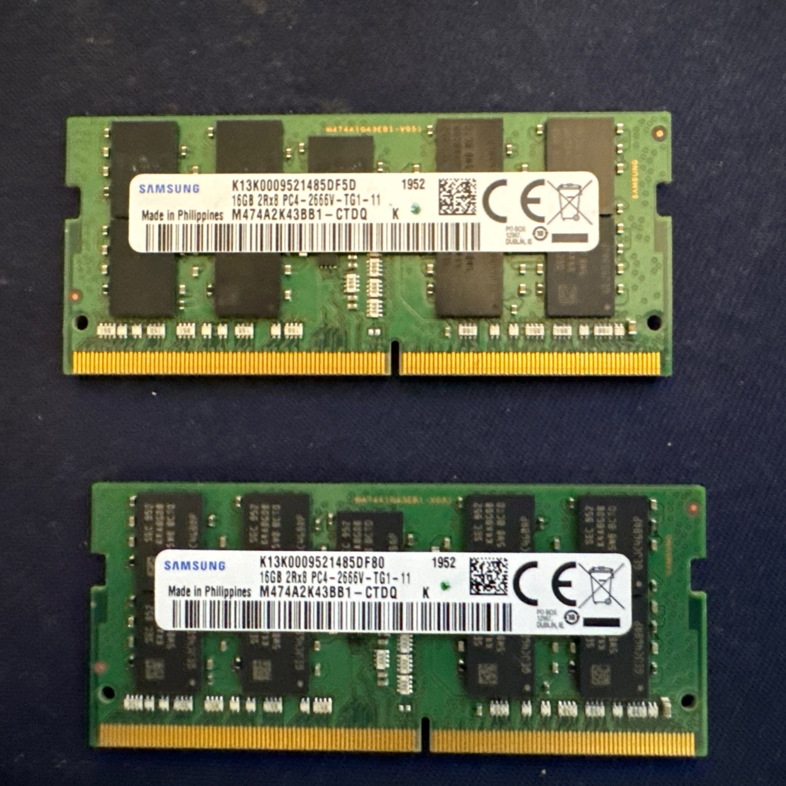 Samsung M474A2K43BB1-CTDQ 16GB 2Rx8 PC4-2666V DDR4 SODIMM RAM Memory Samsung M474A2K43BB1-CTDQ 16GB 2Rx8 PC4-2666V DDR4 SODIMM RAM Memory