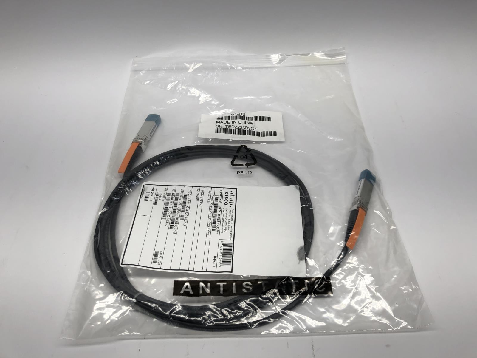 (Lot of 10) Genuine Cisco 10GBASE-CU SFP+ Cable SFP-H10GB-CU3M / 37-0961-03