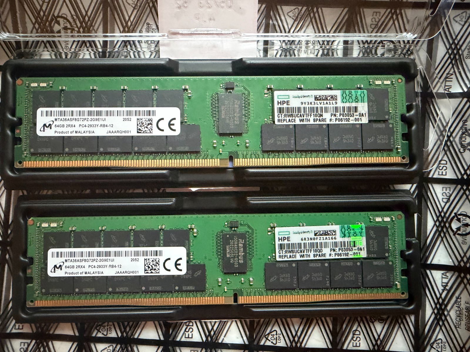 P03053-0A1 HPE 64GB (1X64GB) 2RX4 DDR4-2933Y DDR4 SERVER MEMORY P06192-001