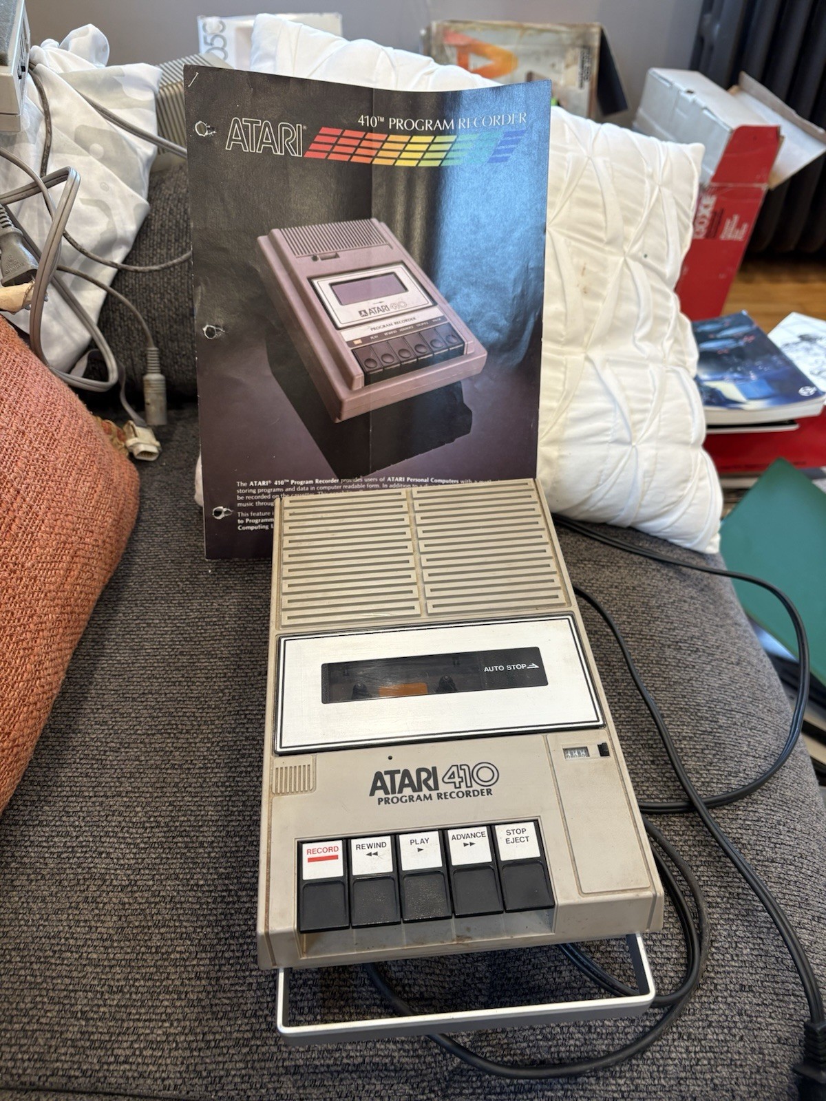 Atari 410 Program Recorder repair w manual sheet/ adapter cord 