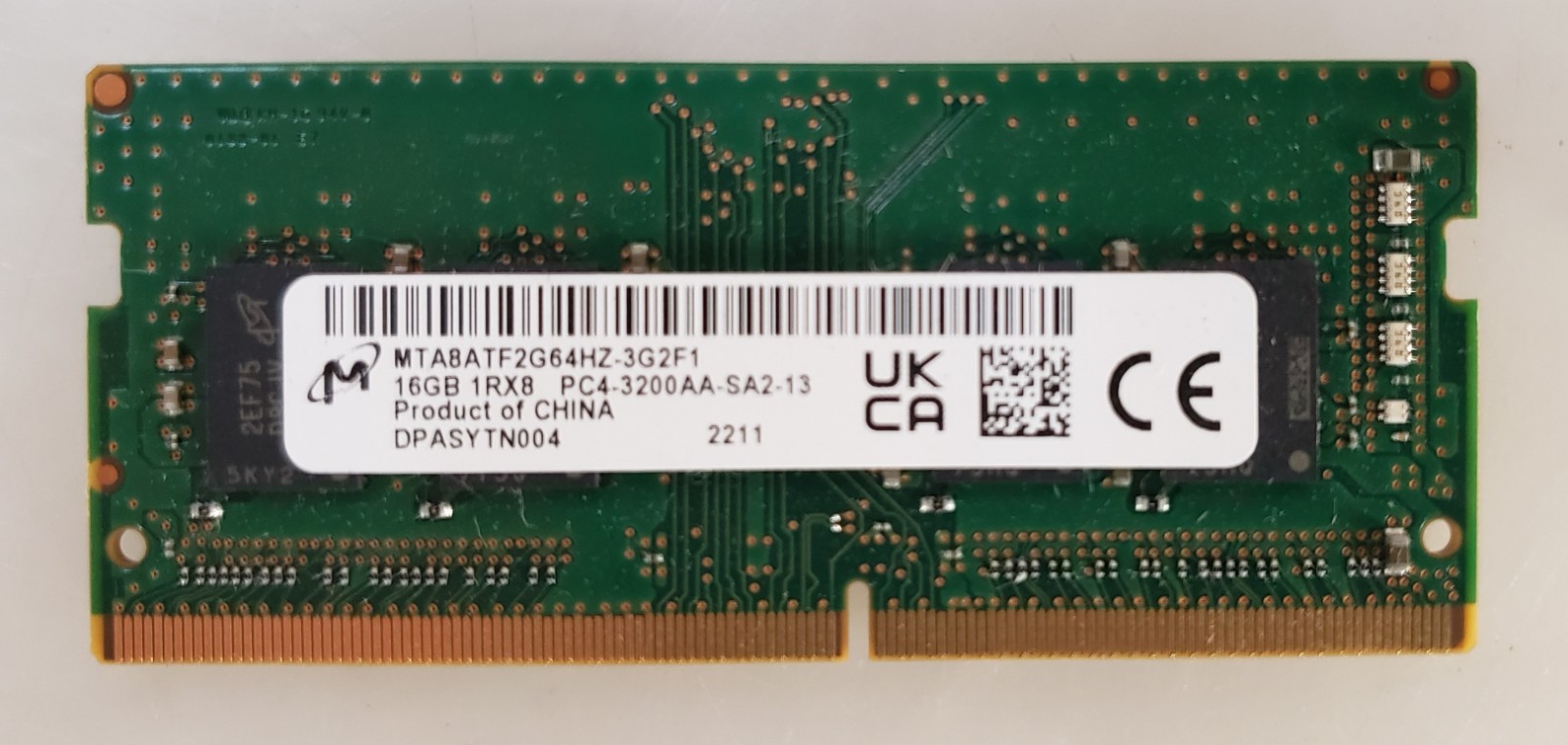 Micron 16GB 1Rx8 PC4-3200AA-SA2-13 MTA8ATF2G4HZ-3G2F1 SO-DIMM Memory RAM
