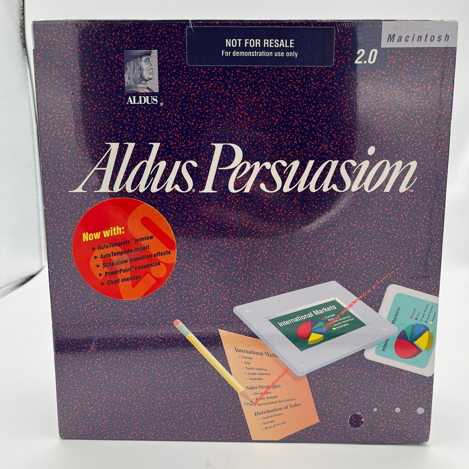 Aldus Persuasion 2.0 Macintosh SEALED Big Box NFR Demo Vintage Mac Software Aldus Persuasion 2.0 Macintosh SEALED Big Box NFR Demo Vintage Mac Software