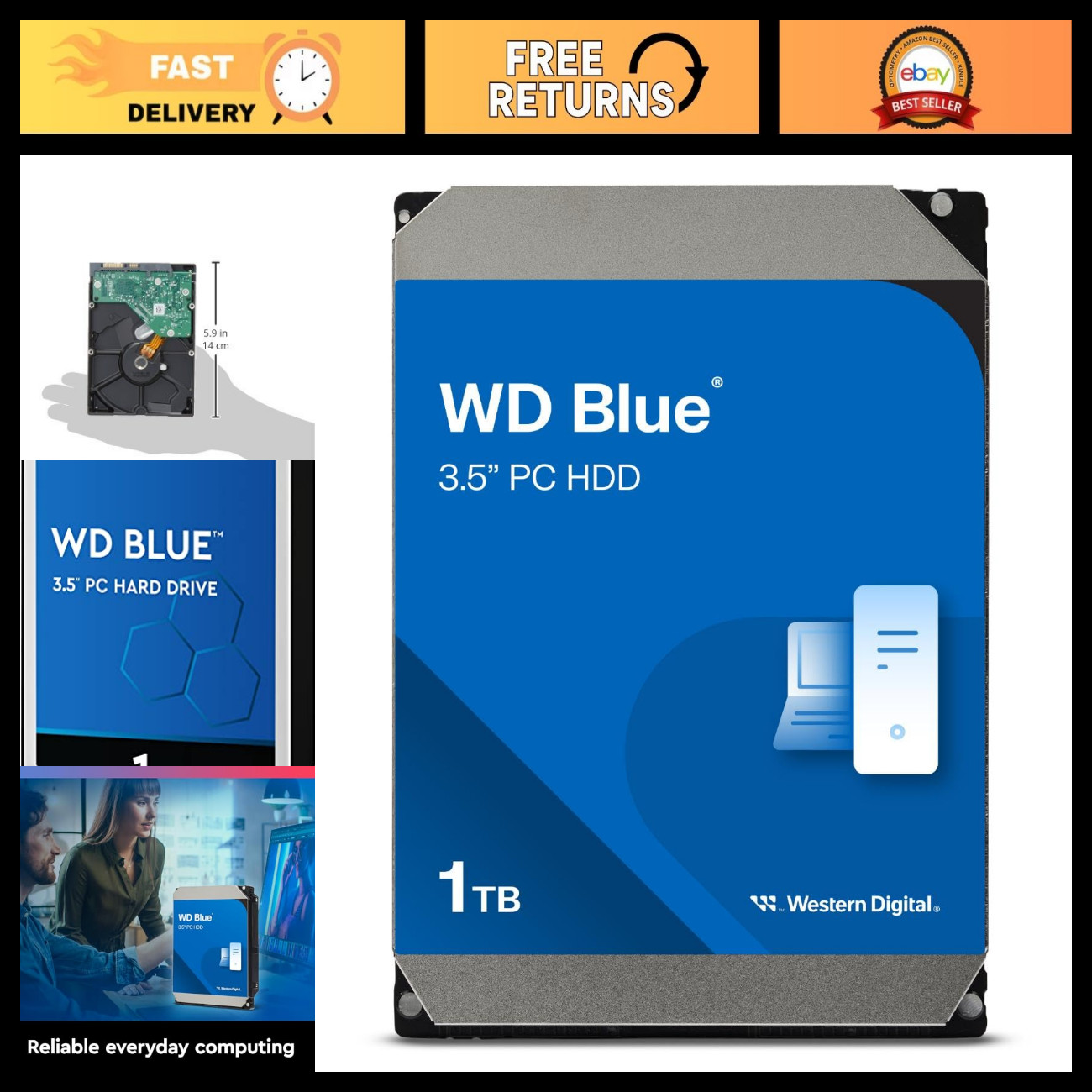 1TB Internal Hard Drive HDD - 7200 RPM, SATA 6Gb/s, 64MB Cache, 3.5\ 1TB Internal Hard Drive HDD - 7200 RPM, SATA 6Gb/s, 64MB Cache, 3.5\