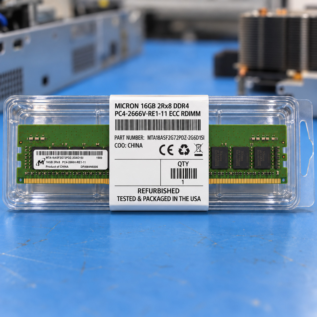 Micron 16GB DDR4 2666 2Rx8 ECC RDIMM Server RAM MTA18ASF2G72PDZ-2G6D1SI