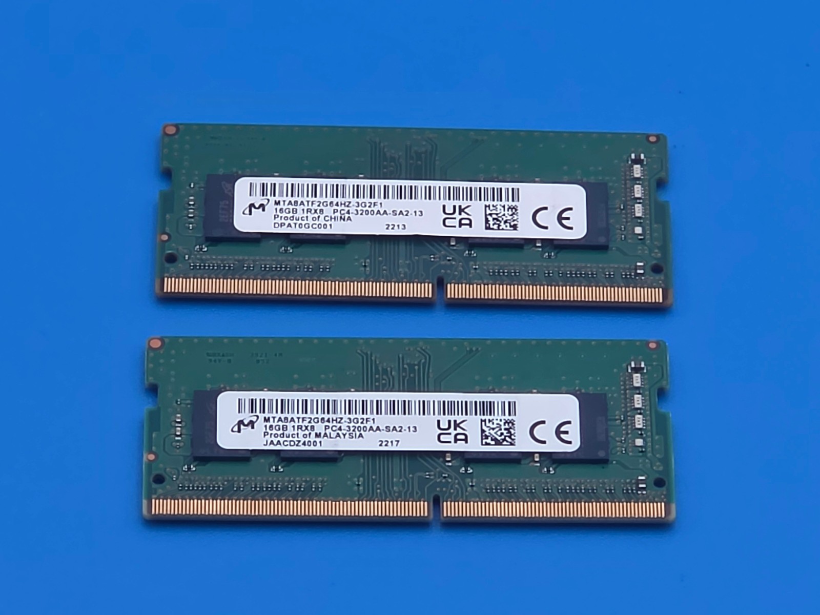 32GB Kit (2x16GB) - 16GB DDR-4 3200AA MHz SO-DIMM Micron MTA8ATF2G64HZ-3G2F1 32GB Kit (2x16GB) - 16GB DDR-4 3200AA MHz SO-DIMM Micron MTA8ATF2G64HZ-3G2F1