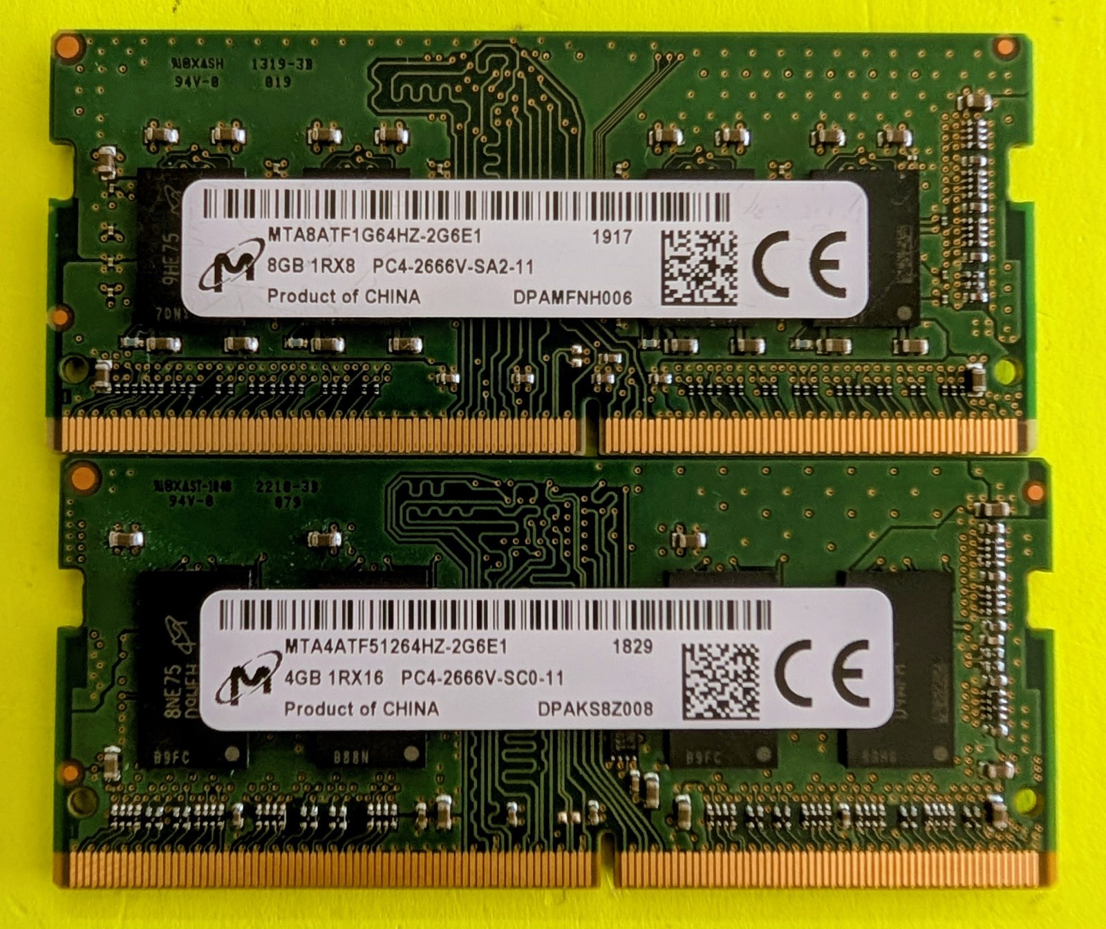Lot 2 16GB (2x8GB) Micron 8GB DDR4-2666 1Rx8 PC4-2666V SO-DIMM Laptop RAM Tested