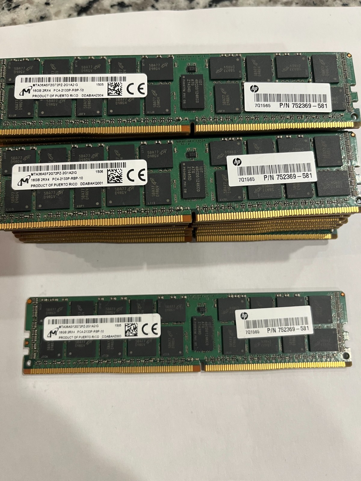 22x Micron 16GB 2RX4 ECC PC4-2133P DDR4 MTA36ASF2G72PZ-2G1A2IG
