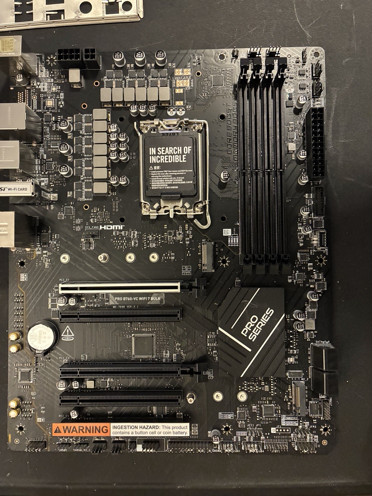 MSI Pro B760-P ATX Motherboard, DDR4, Intel LGA1700, WiFi