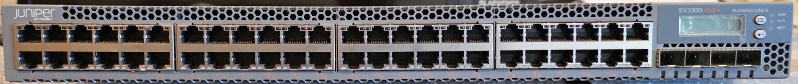 Juniper EX3300-48P 48-Port 10/100/1000BaseT 48-Ports PoE+ 4 SFP+ Ports