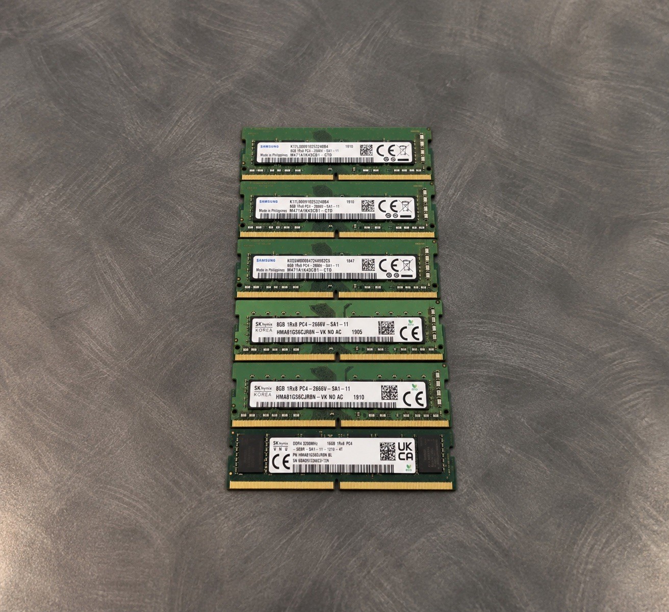 Lot of 6 Samsung + SK HYNIX 8GB& & 16GB DDR4 SODIMM Laptop Memory