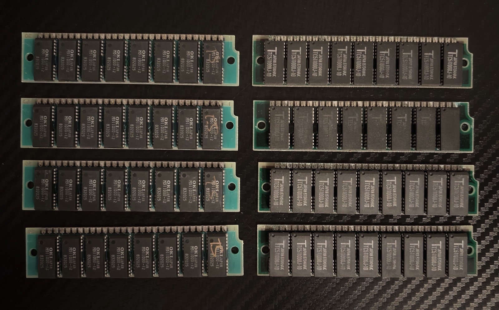 8 Vintage 30-Pin Computer SIMM RAM Sticks: OKI M51100-12 & TOSHIBA TC511000J-10 8 Vintage 30-Pin Computer SIMM RAM Sticks: OKI M51100-12 & TOSHIBA TC511000J-10