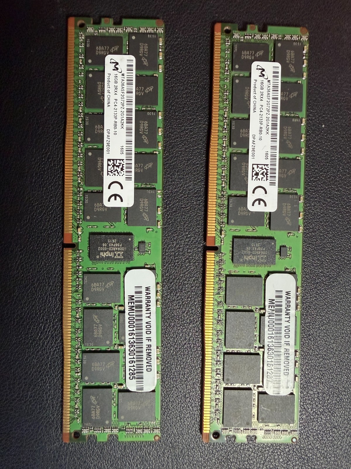 Micron MTA36ASF2G72PZ-2G1A2KK 16GB 2133P DDR4 ECC Server Memory (LOT OF 2) Micron MTA36ASF2G72PZ-2G1A2KK 16GB 2133P DDR4 ECC Server Memory (LOT OF 2)