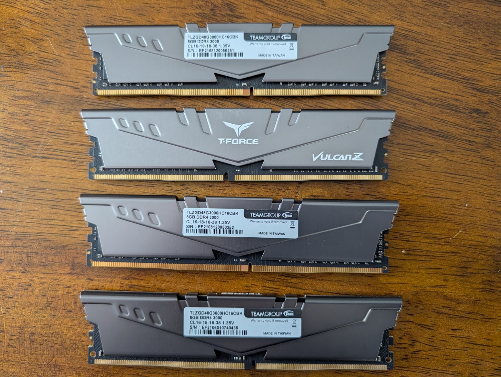 TeamGroup T-Force Vulcan Z 32GB (4x8GB) RAM DDR4 3000MHz sold as unit TeamGroup T-Force Vulcan Z 32GB (4x8GB) RAM DDR4 3000MHz sold as unit