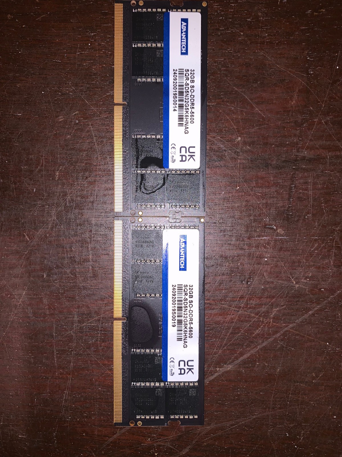 Advantech SODIMM DDR5 5600 32GB 2Gx8 (0-95) Hynix SQR-SD5N32G5K6HNAG QTY 2