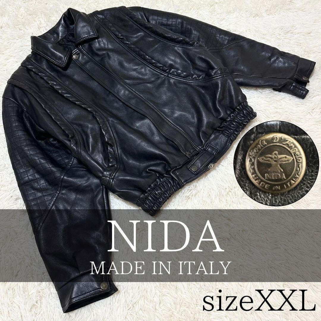 Rare Large Vintage Leather Blouson Jacket Black With Gold Buttons Rare Large Vintage Leather Blouson Jacket Black With Gold Buttons