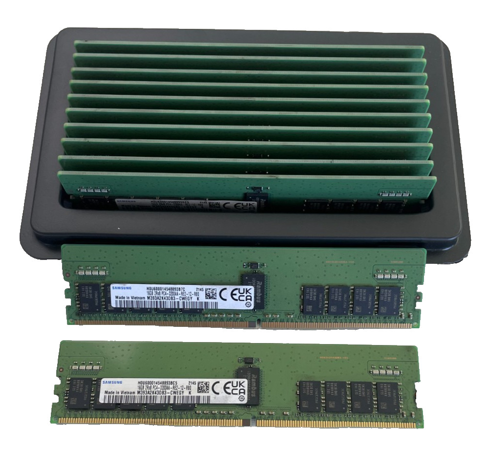 *LOT OF 12* Samsung 16GB DDR4-3200 ECC RDIMM 2Rx8 PC4-25600 M393A2K43DB3-CWEGY *LOT OF 12* Samsung 16GB DDR4-3200 ECC RDIMM 2Rx8 PC4-25600 M393A2K43DB3-CWEGY