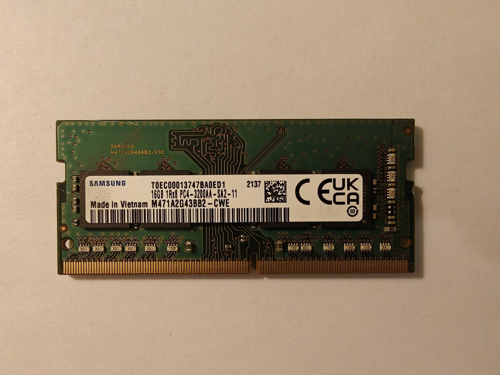 Samsung 16GB PC4-25600 (DDR4-3200) SO-DIMM Memory (M471A2G43AB2-CWE) Tested