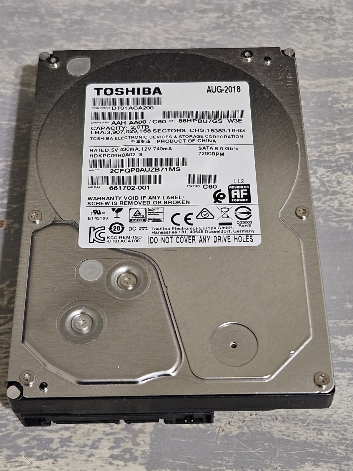 Toshiba 2TB 7200RPM SATA 3.5\