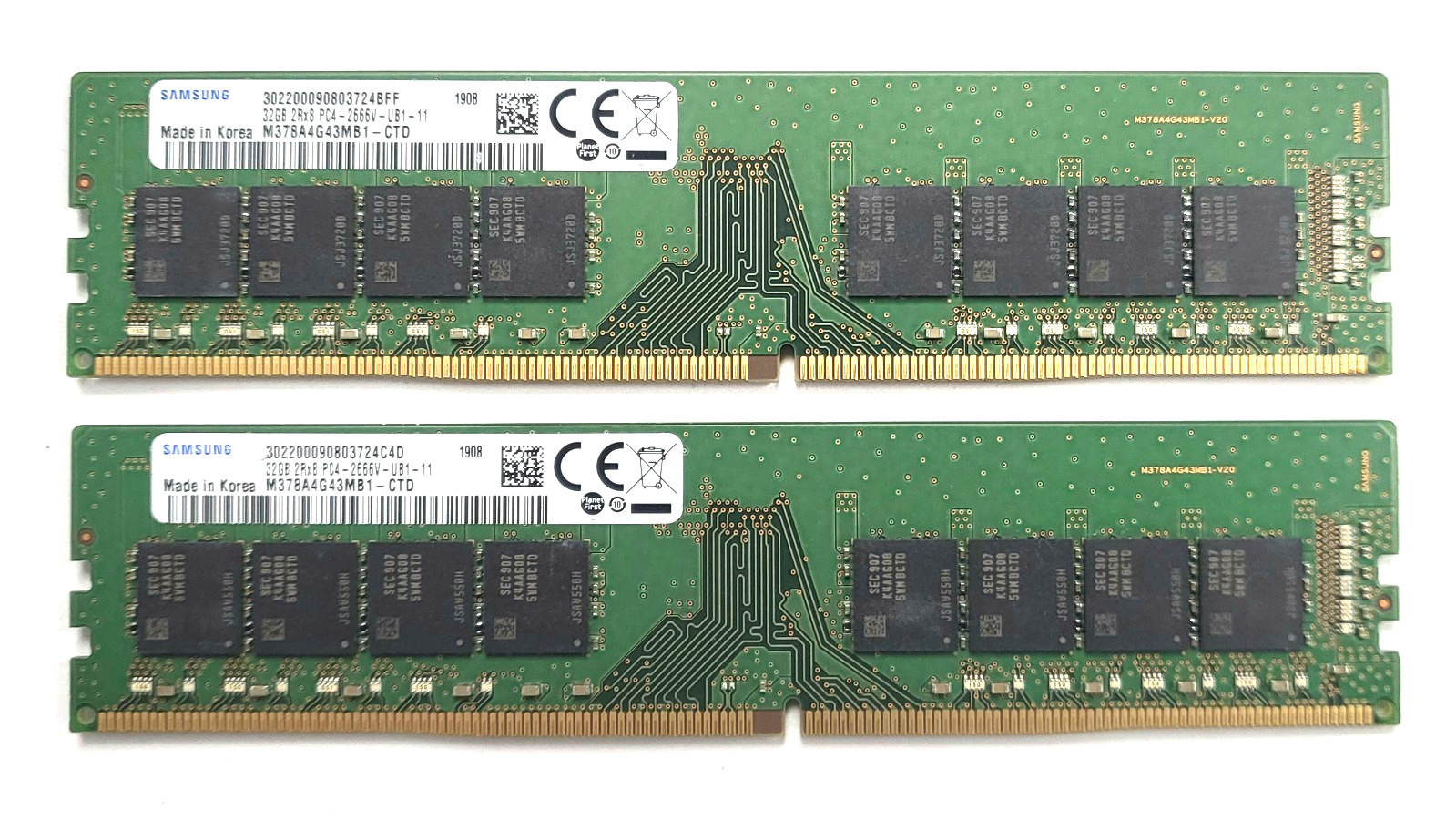 Samsung 64GB ( 32GB x 2 ) DDR4 PC4-2666V 2Rx8 UDIMM Desktop RAM M378A4G43MB1-CTD