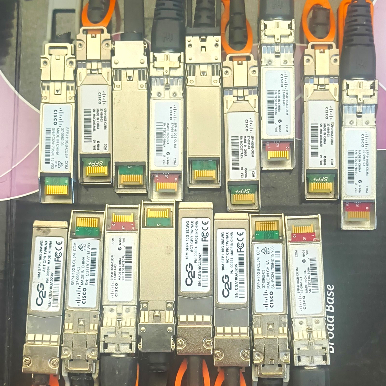Cisco 10G SFP+ Twinax Cable Modules Lot of 10 SFP-H10GB-CU3M/CU5M