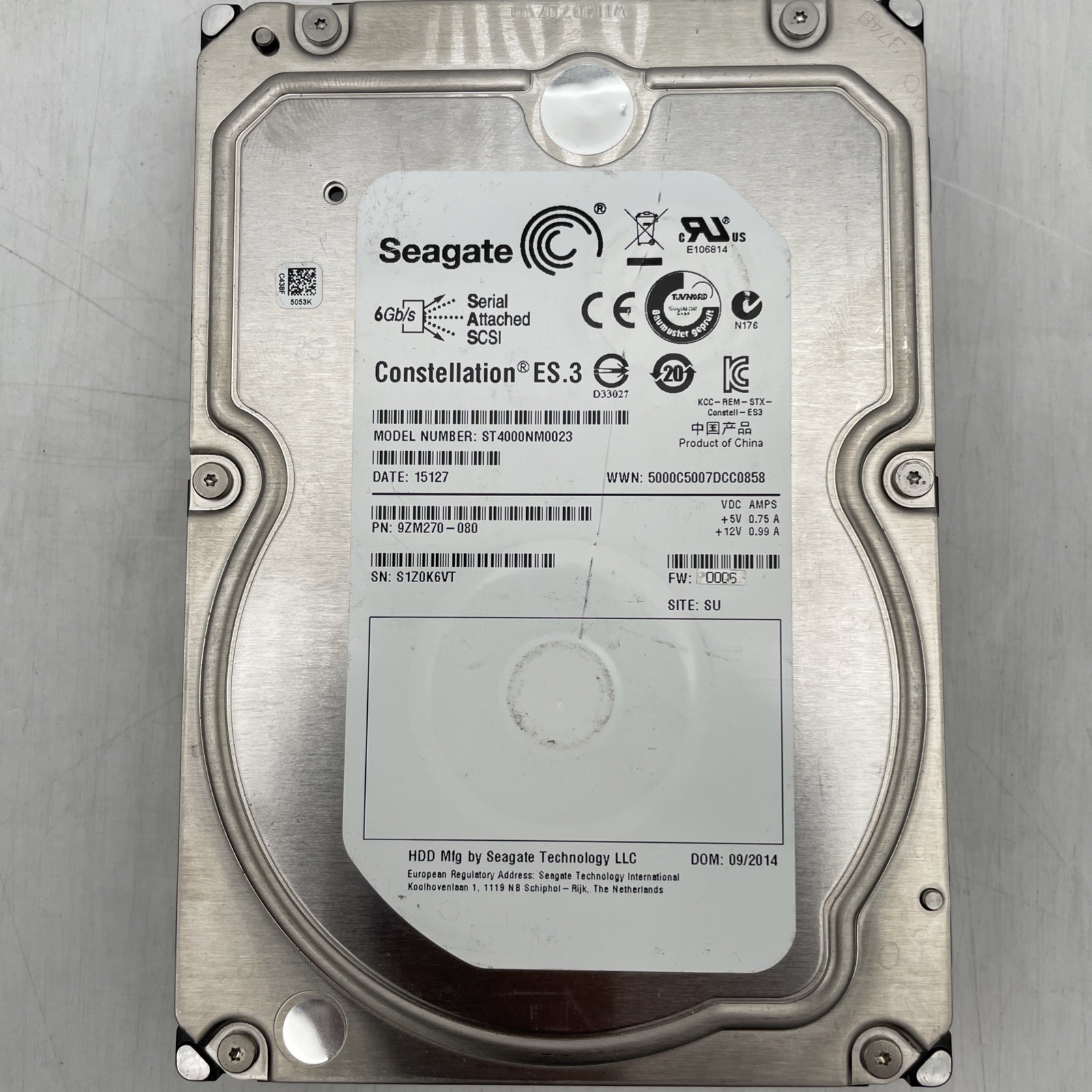 Constellation 4TB SAS HDD Server Drive ST4000NM0023 Constellation 4TB SAS HDD Server Drive ST4000NM0023