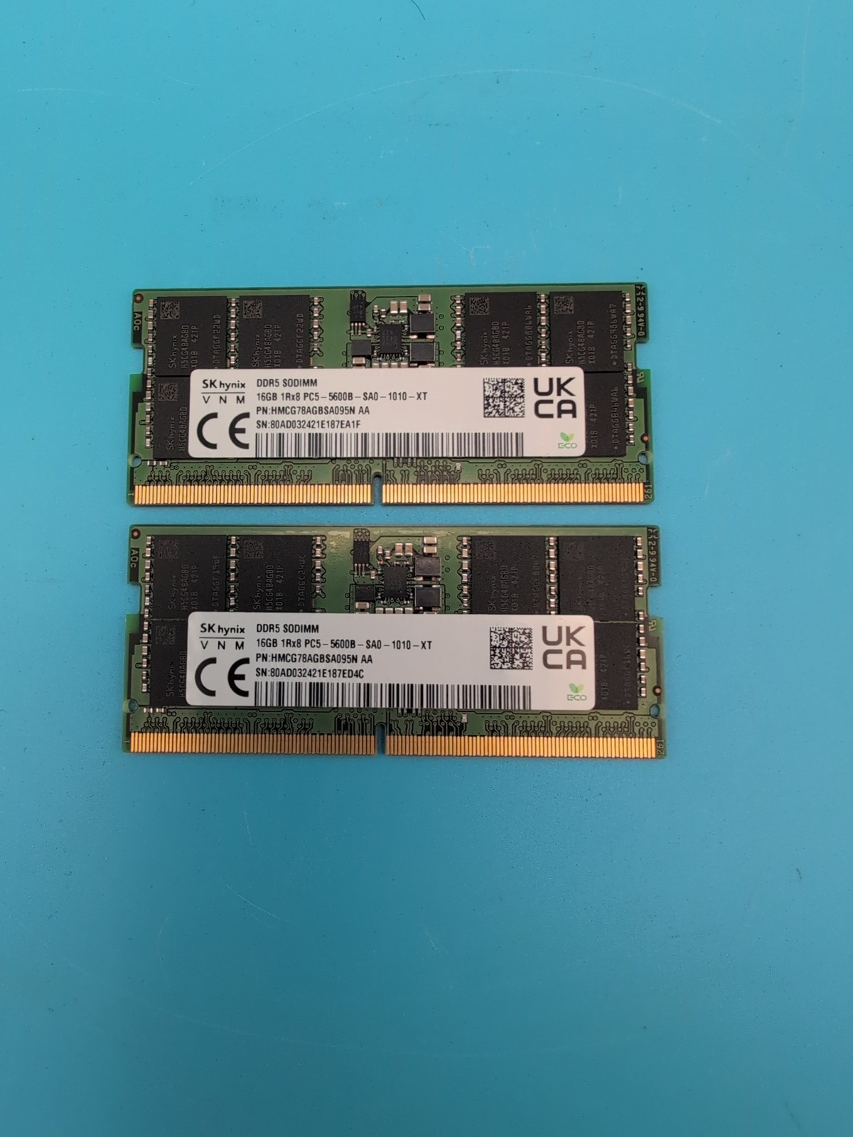 SK Hynix 16GB 1Rx8 PC5-5600B DDR5 SODIMM Laptop Memory HMCG78AGBSA095N LOT OF 2 SK Hynix 16GB 1Rx8 PC5-5600B DDR5 SODIMM Laptop Memory HMCG78AGBSA095N LOT OF 2