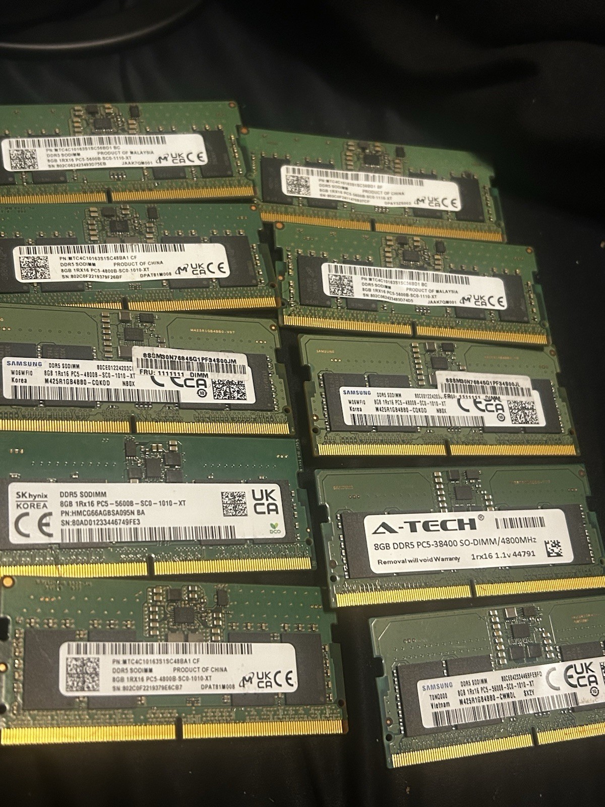 8gb Ddr5 Laptop Ram Mixed Brands And Speed Lot Of 10 8gb Ddr5 Laptop Ram Mixed Brands And Speed Lot Of 10