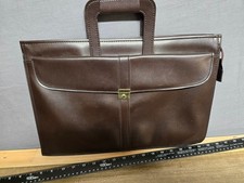 Vintage Brown faux leather briefcase laptop bag picture