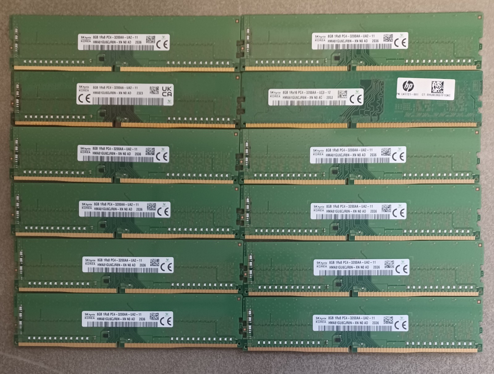 Lot Of (12) SKhynix 8Gb DDR4-3200AA Desktop Pc Ram/Memory (Used) Lot Of (12) SKhynix 8Gb DDR4-3200AA Desktop Pc Ram/Memory (Used)