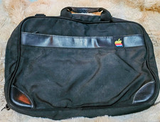 Vintage IBM Iconic Apple Rainbow Logo Black Nylon Padded Briefcase Bag picture