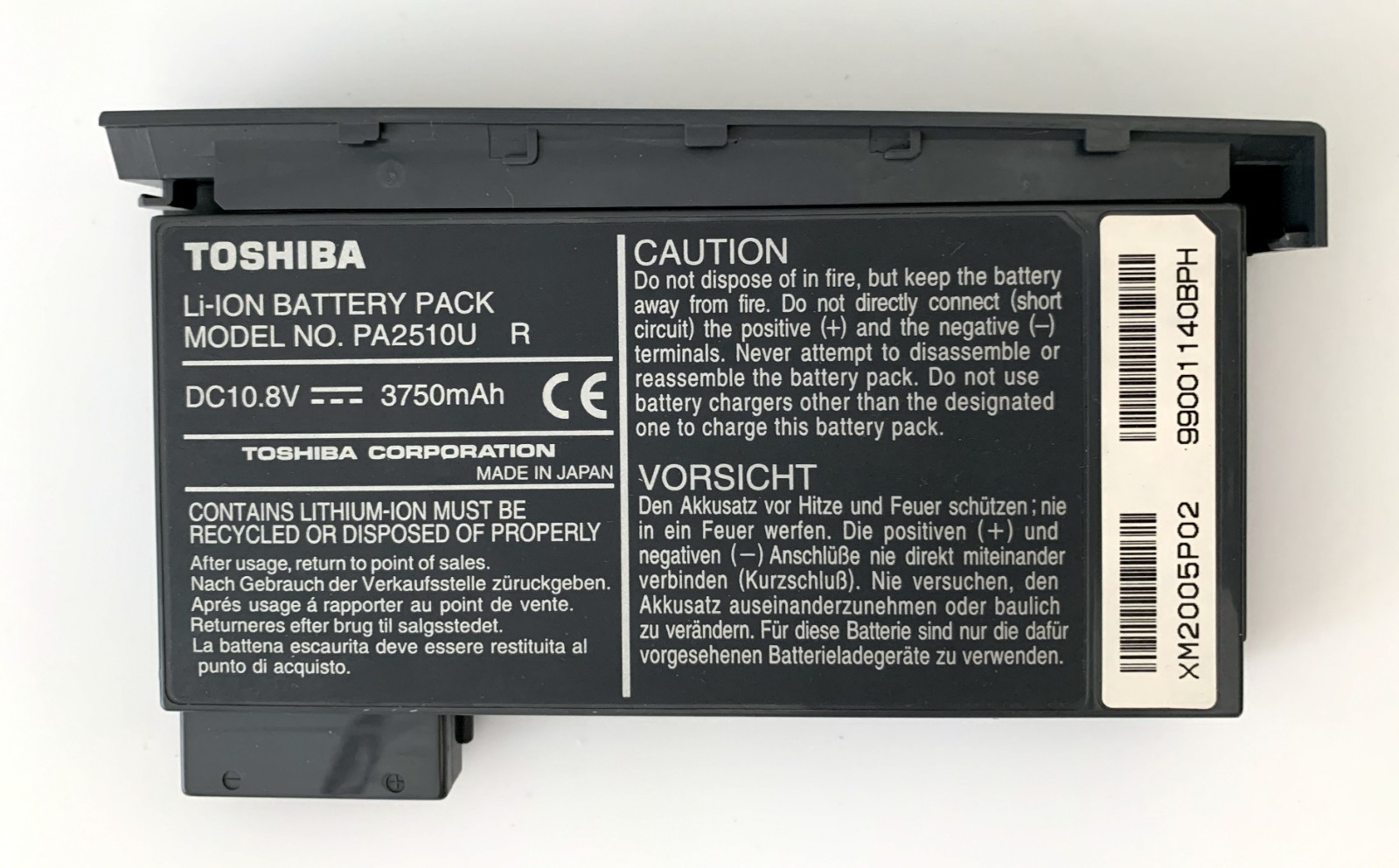 Vintage Toshiba Li-ION Battery Pack PA2510U R Laptop Tecra 8000
