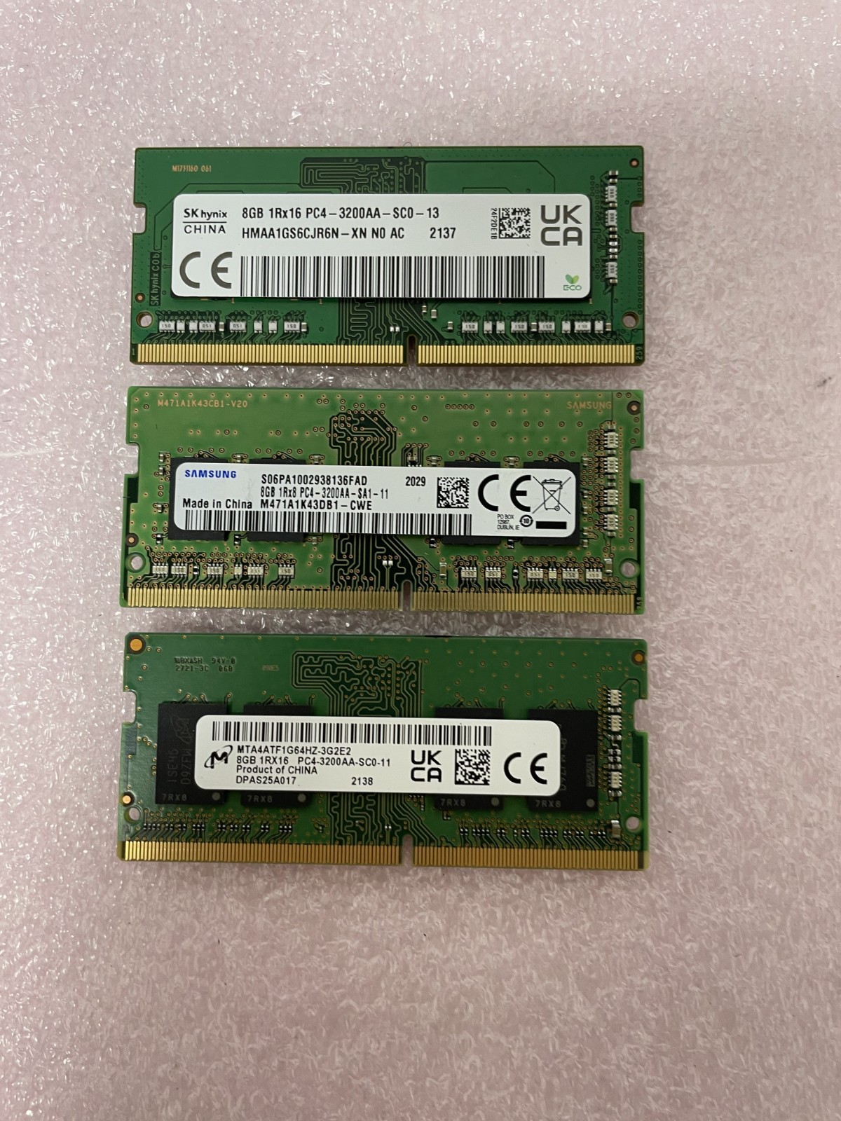 Lot(3) SK hynix-Micron-Samsung 8GB DDR4-3200AA PC4-25600 SODIMM Laptop Memory