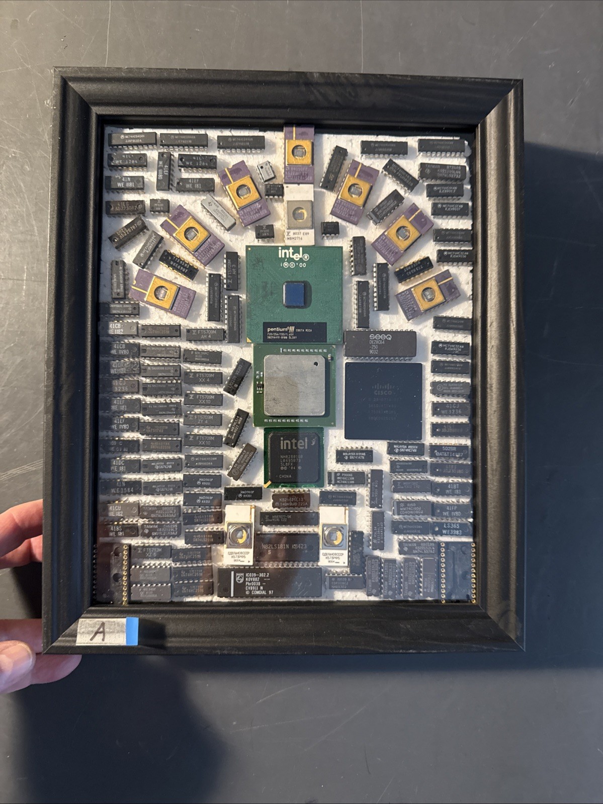 Intel, AMD, WE,ATT, M, CCCP,+ICs, Shadow box Vintage For The Collector. See Info