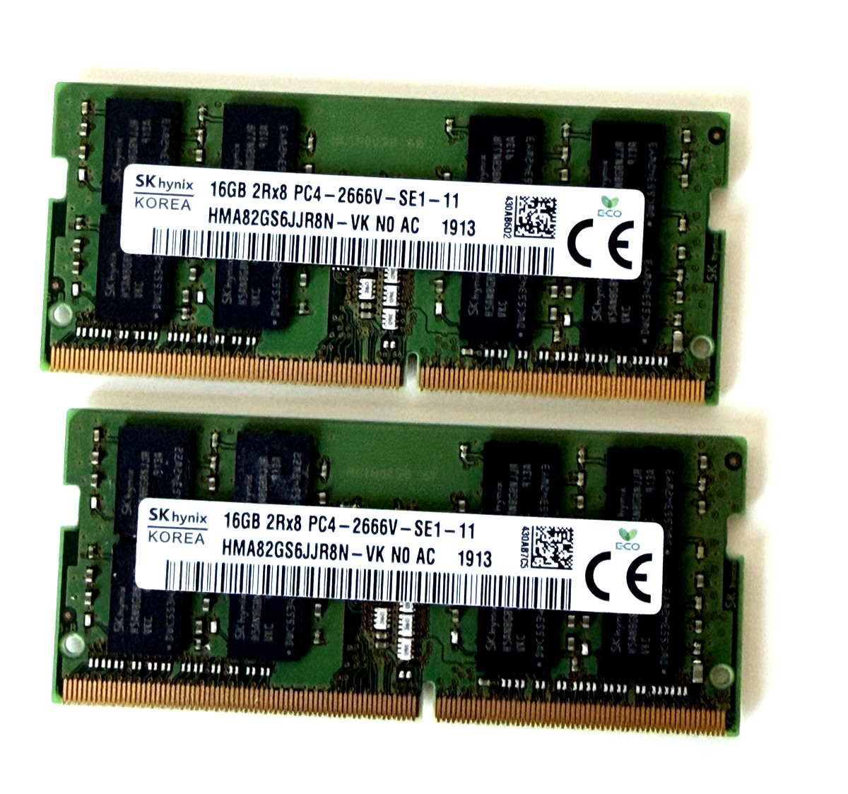 SK hynix 32GB (2x16GB) DDR4 PC4-2666V SO-DIMM 260-Pin HMA82GS6JJR8N-VK 1913&1913