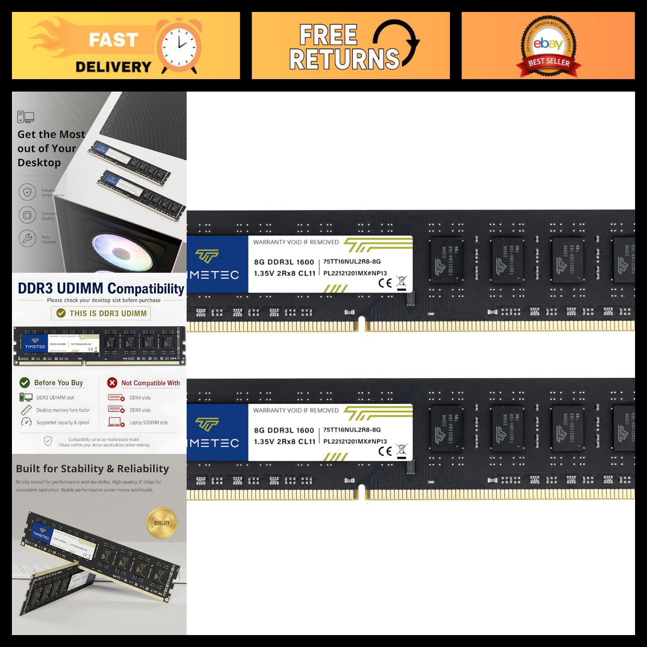16GB DDR3L 1600MHz RAM Upgrade Kit (2x8GB) PC3L-12800 Non-ECC Unbuffered UDIMM 16GB DDR3L 1600MHz RAM Upgrade Kit (2x8GB) PC3L-12800 Non-ECC Unbuffered UDIMM