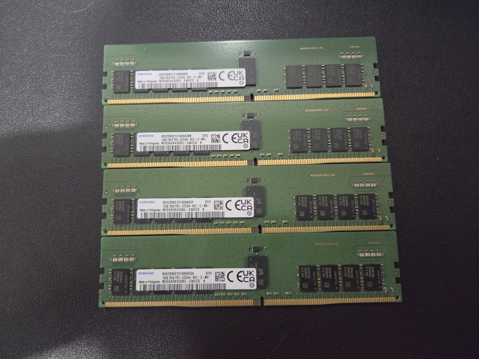 Lot Of 4 - M393A2K43DB3-CWE Samsung 16GB 2RX8 PC4-25600 (DDR4-3200) Memory Lot Of 4 - M393A2K43DB3-CWE Samsung 16GB 2RX8 PC4-25600 (DDR4-3200) Memory