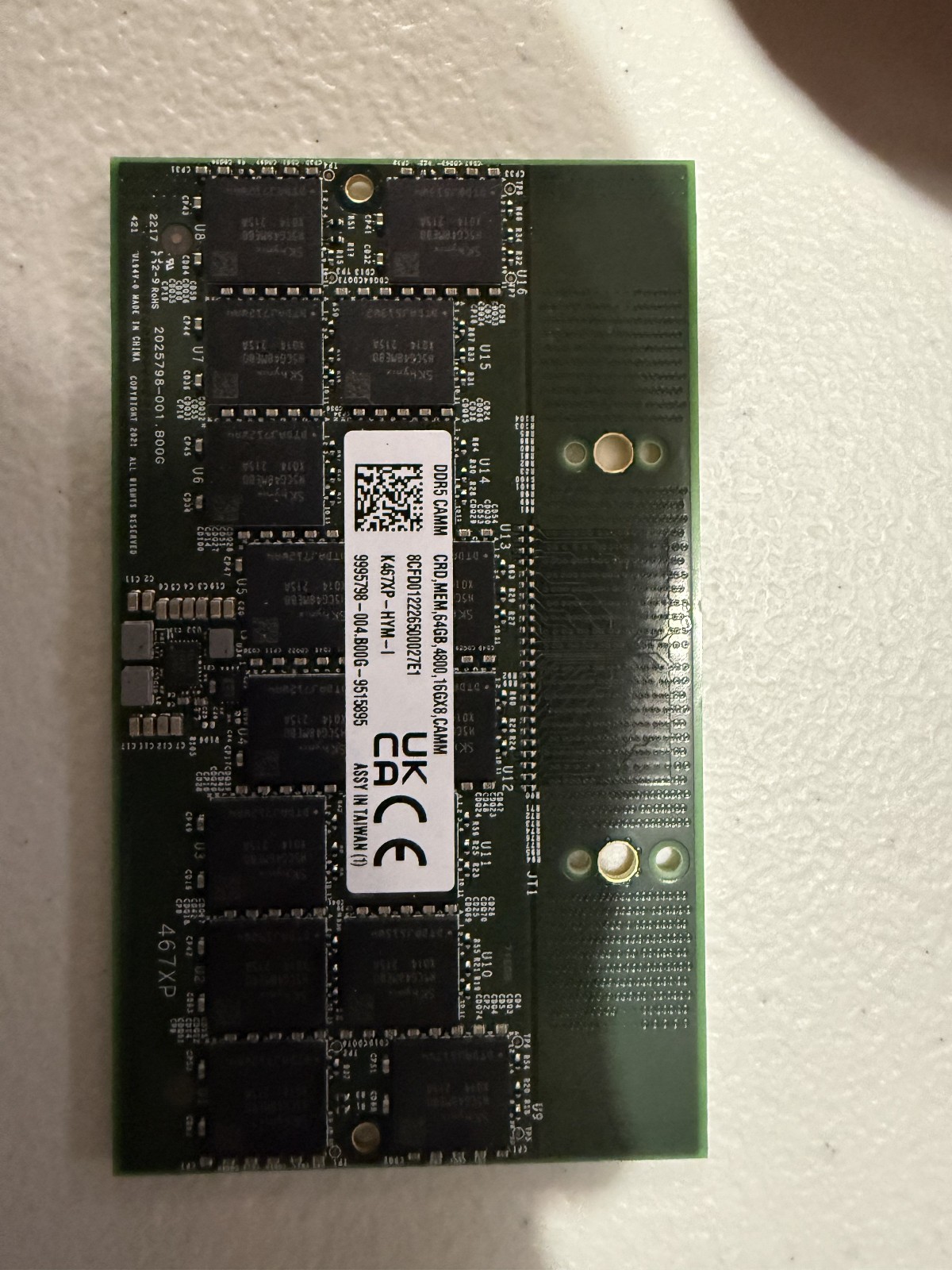 Dell 64GB DDR5 4800 CAMM K467XP-HYM-I - Working Pull - Not Tested Dell 64GB DDR5 4800 CAMM K467XP-HYM-I - Working Pull - Not Tested