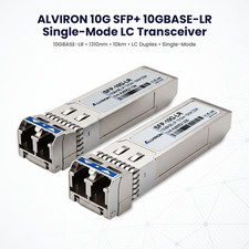 Lot of 2 ALVIRON SFP+ 10G‑LR Modules | 1310nm | SMF | 10km | Cisco‑Compatible picture