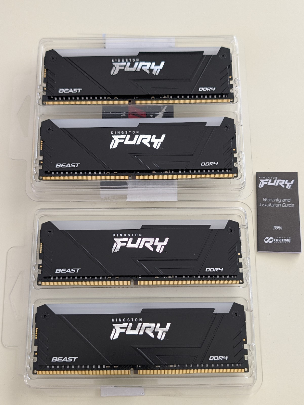 Kingston FURY Beast RGB DDR4-3600 128GB 4x32GB RAM PC Memory KF432C18BBAK4/128 Kingston FURY Beast RGB DDR4-3600 128GB 4x32GB RAM PC Memory KF432C18BBAK4/128