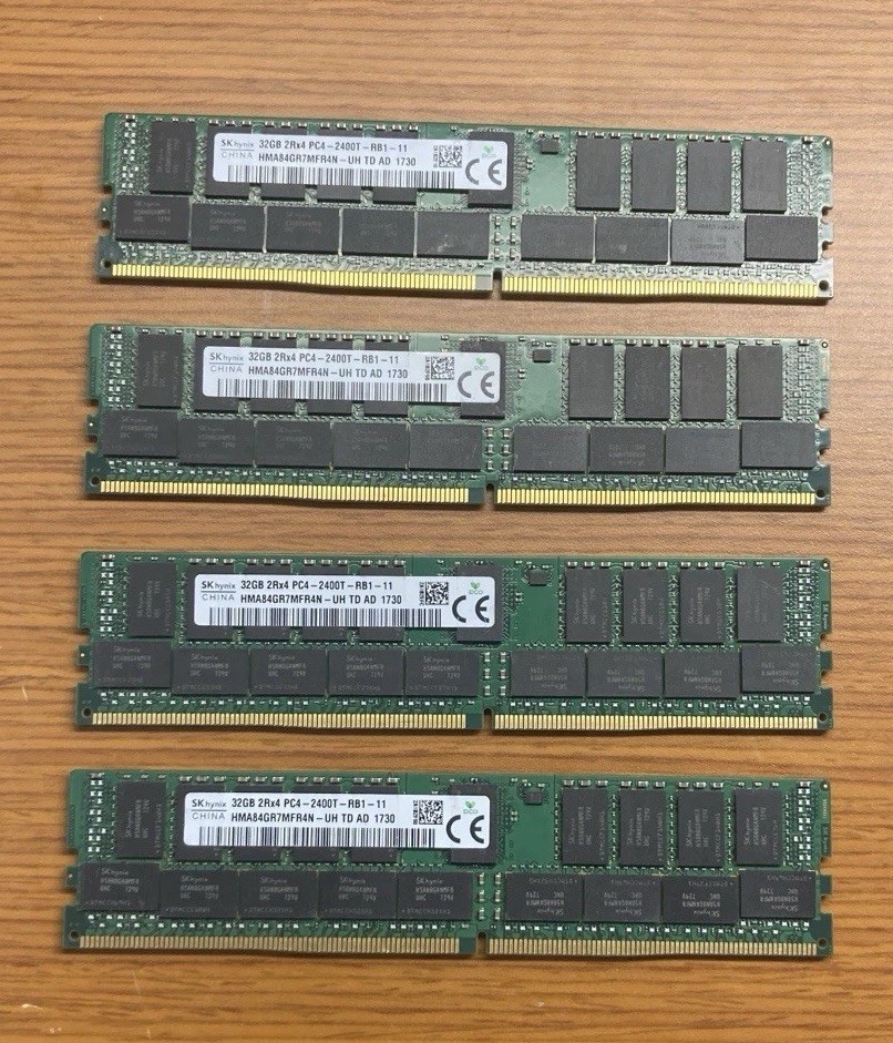 Lot of 4 x 32GB SK Hynix HMA84GR7MFR4N-UH DDR4-2400 ECC REG DIMM Server Memory