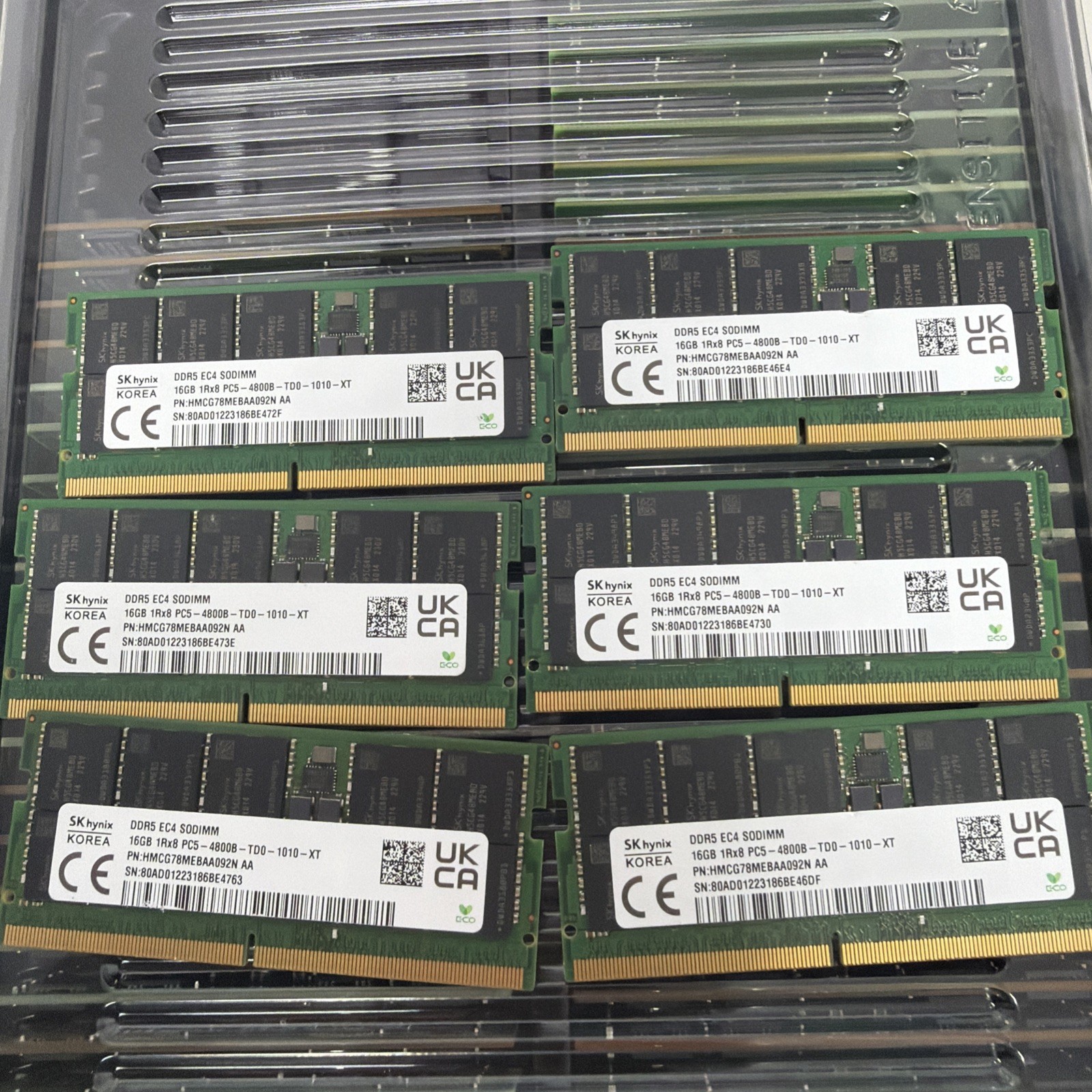 SK hynix (6x16GB) DDR5 4800 ECC EC4 SODIMM PC5-4800B 1Rx8 HMCG78MEBAA092N Tested SK hynix (6x16GB) DDR5 4800 ECC EC4 SODIMM PC5-4800B 1Rx8 HMCG78MEBAA092N Tested