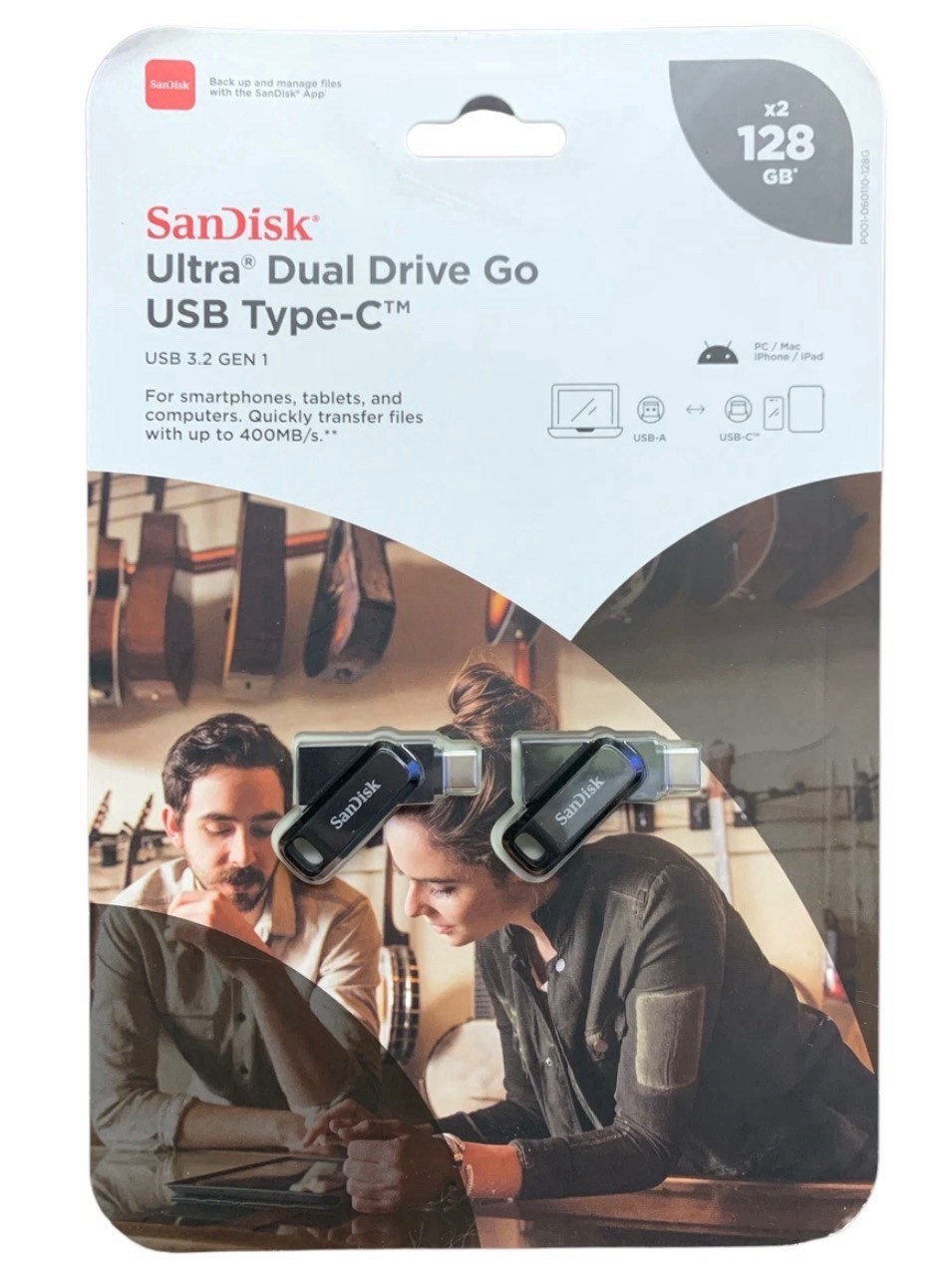 SanDisk Ultra Dual Drive Go USB Type-C Flash Drive 2-Pack, USB 3.2 Gen 1, 128GB SanDisk Ultra Dual Drive Go USB Type-C Flash Drive 2-Pack, USB 3.2 Gen 1, 128GB