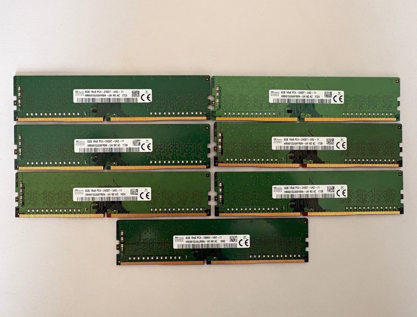 SK hynix 56GB (7x8GB) DDR4-2400T 288-Pin DIMM Non-ECC RAM Lot 6x 2400T/1x2666V