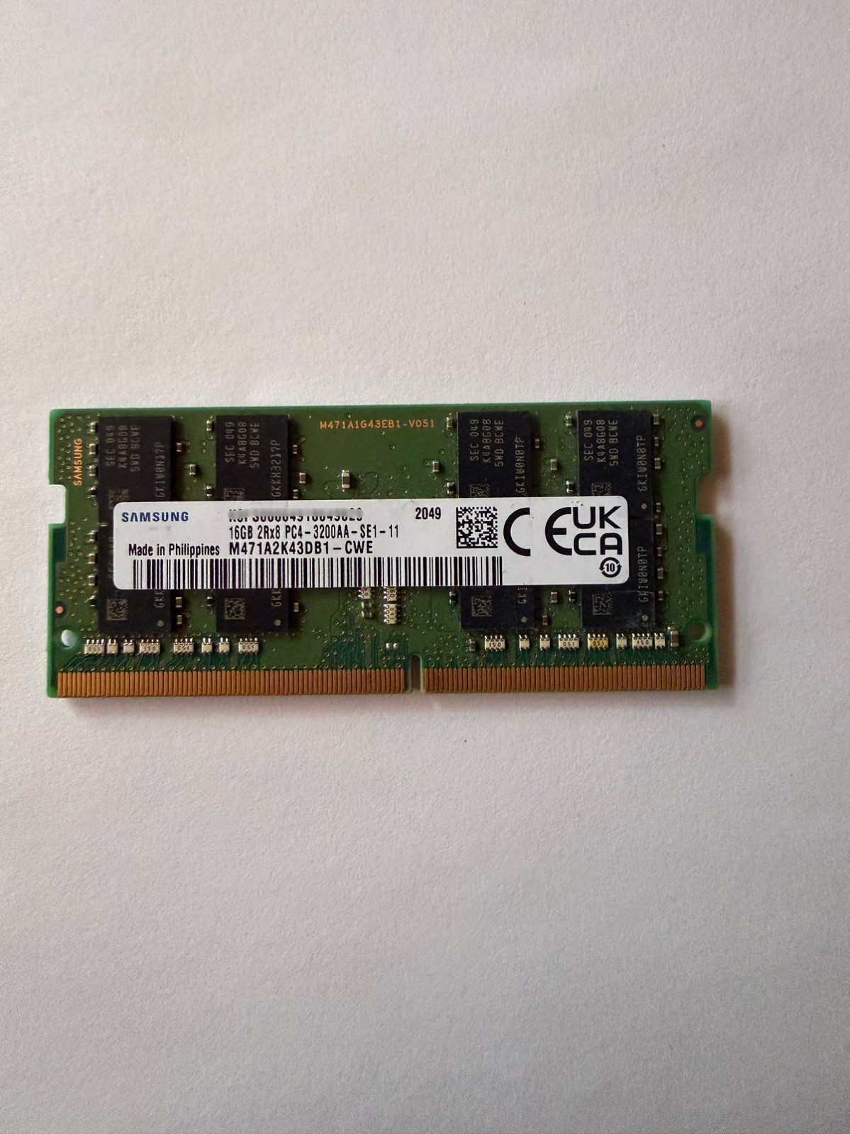 Samsung 16GB DDR4-3200 SO-DIMM 2Rx8 PC4-3200AA Laptop RAM M471A2K43DB1-CWE Samsung 16GB DDR4-3200 SO-DIMM 2Rx8 PC4-3200AA Laptop RAM M471A2K43DB1-CWE
