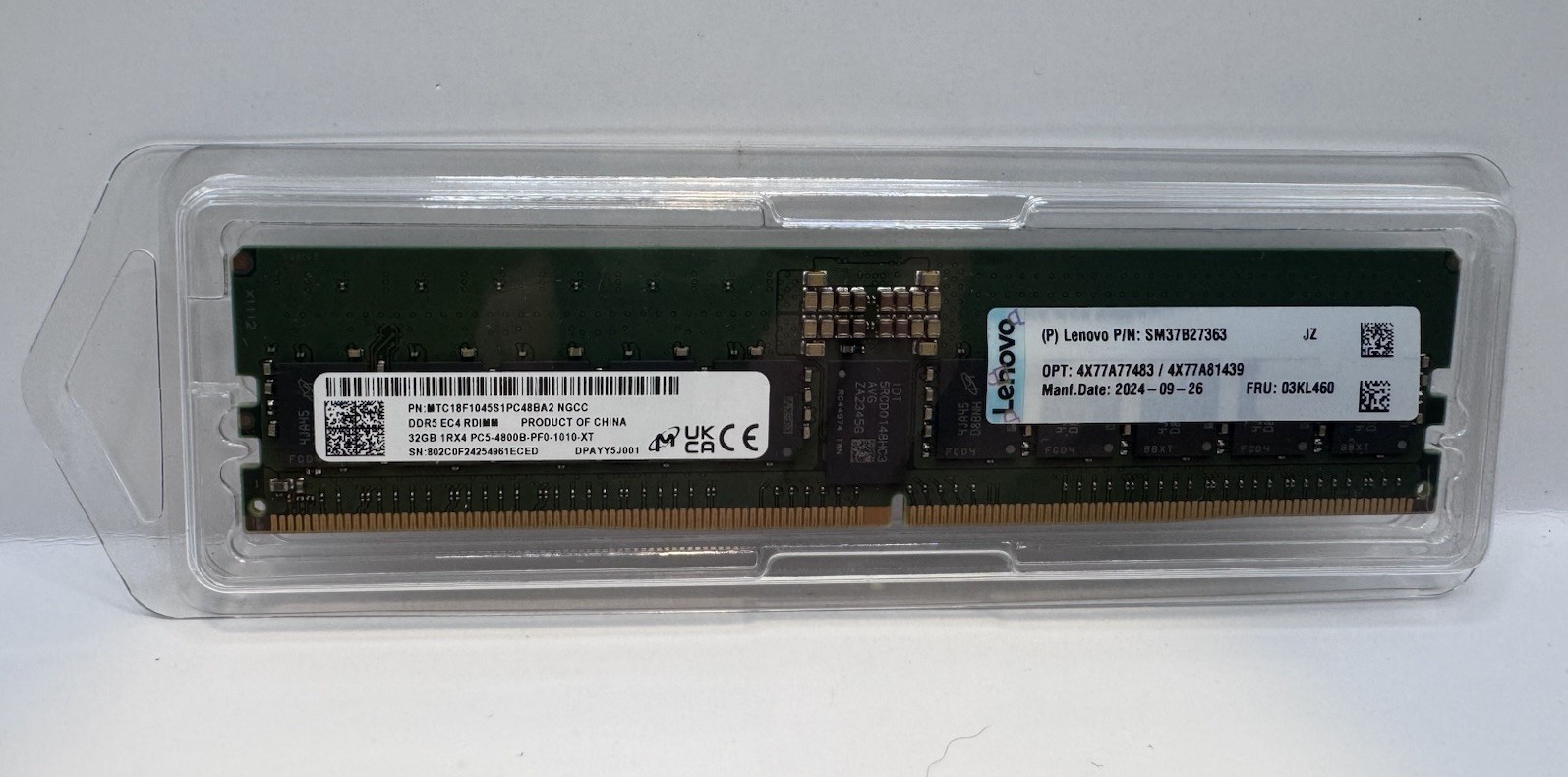 32GB DDR5 PC5-38400R RDIMM Micron MTC18F1045S1PC48BA2 Memory RAM