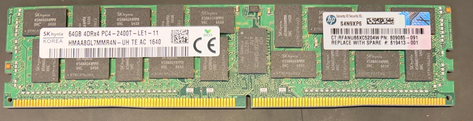 (Lot of 11) SK Hynix 64GB 4DRx4 PC4-2400T HMAA8GL7MMR4N-UH Server Memory RAM