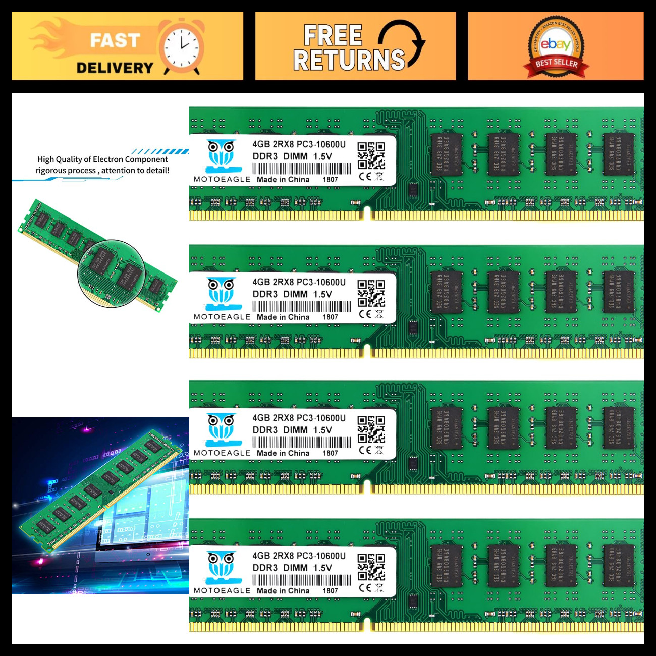 16GB DDR3 RAM Kit (4x4GB) 1333MHz UDIMM, PC3-10600U Memory, 240-Pin CL9 1.5V 16GB DDR3 RAM Kit (4x4GB) 1333MHz UDIMM, PC3-10600U Memory, 240-Pin CL9 1.5V