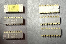 Intel C4004 Vintage Gold Ceramic original CPU 1971. + P4002 picture